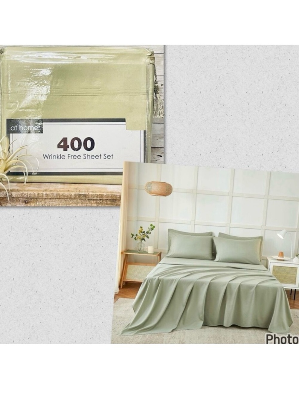 NWT At Home Gorgeous King Green Sage 4 Pc Soft Wrinkle Free microfiber Sheet Set